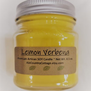 LEMON VERBENA SOY Candle - Lemon Candles, Lemon Verbena Candles, Summer Candles, Spring Candles, Scented Candles, Soy Candles