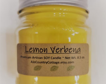 LEMON VERBENA SOY Candle - Lemon Candles, Lemon Verbena Candles, Summer Candles, Spring Candles, Scented Candles, Soy Candles