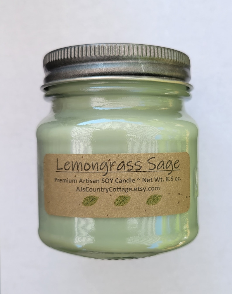 LEMONGRASS SAGE SOY Candle, Lemon Candles, Herbal Candles, Grass Candles, Fresh Clean Candles, Scented Soy Candles, Spring Candles, Summer image 1