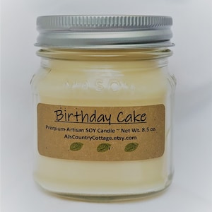BIRTHDAY CAKE SOY Candle - Vanilla Candles, Vanilla Soy Candles, Scented Candles, Scented Soy Candles, Birthday Gift, Cake Candles