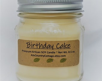 BIRTHDAY CAKE SOY Candle - Vanilla Candles, Vanilla Soy Candles, Scented Candles, Scented Soy Candles, Birthday Gift, Cake Candles