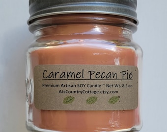 CARAMEL PECAN PIE SoY Candle - Fall Candles, Autumn Candles, Winter Candles, Fall Decor, Autumn Decor, Caramel Candles, Pecan Candles