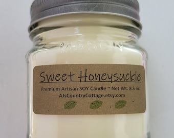 HONEYSUCKLE SOY Candle - Spring Candles - Flower Candles - Floral Candles - Summer Candles - Fresh Flower Scent, Scented Soy Candles