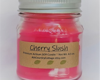 Cherry Slush Soy Candle - Handmade Fruit Scented Candle