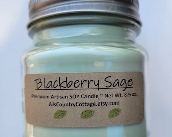 BLACKBERRY SAGE SOY Candle - Fruit Candle - Herbal Candle - Spring Candles - Fresh Clean Candles