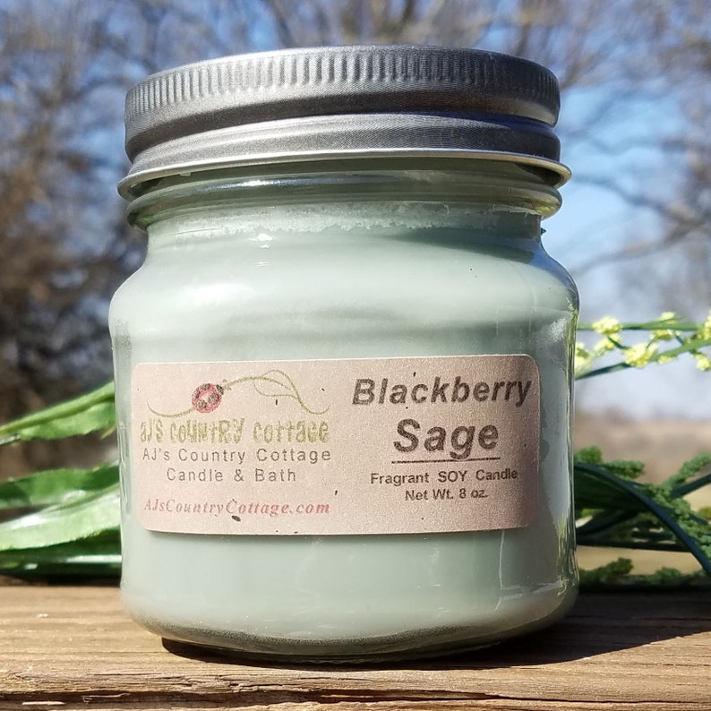 BLACKBERRY SAGE SOY Candle Fruit Candle Herbal Candle Spring Candles Fresh Clean Candles image 2
