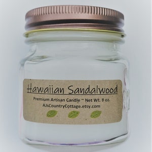 HAWAIIAN SANDALWOOD CANDLE - Sandalwood Candles, Earthy Candles, Incense Aroma, Soft Candles, Light Scent