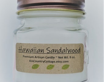 HAWAIIAN SANDALWOOD CANDLE - Sandalwood Candles, Earthy Candles, Incense Aroma, Soft Candles, Light Scent