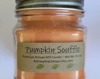 Pumpkin Souffle Soy Candle – Handmade Autumn Spice Scent