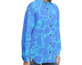 Dip in the Pool - Langärmliges Button Up Casual Shirt Top