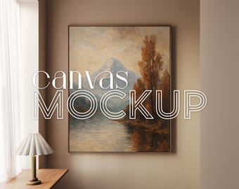 Canvas Mockup Vertical 4X5 Ratio Float Frame Mockup for Wall Art Print Mockup Digital PSD Interior Large Mockup Photoshop