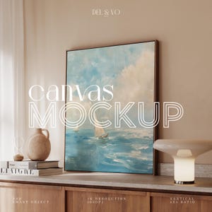 Canvas Mockup Vertikal 4X5 Ratio Float Rahmen Mockup für Wand Kunst Druck Mockup Digital PSD Interior Großes Mockup Photoshop