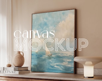 Canvas Mockup Vertical 4X5 Ratio Float Frame Mockup for Wall Art Print Mockup Digital PSD Interior Large Mockup Photoshop
