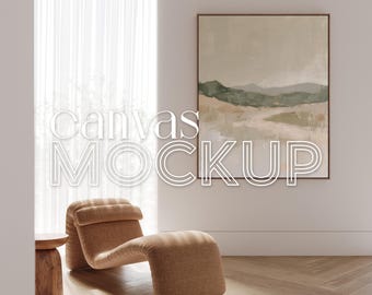 Canvas Mockup Vertical 4X5 Ratio Float Frame Mockup for Wall Art Print Mockup Digital PSD Interior Large Mockup Photoshop