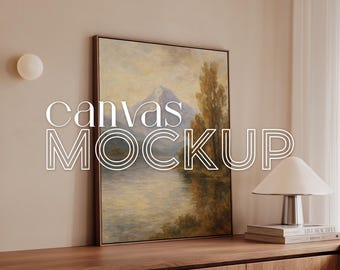 Canvas Mockup Vertical 4X5 Ratio Float Frame Mockup for Wall Art Print Mockup Digital PSD Interior Large Mockup Photoshop