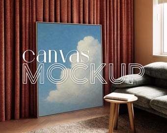 Canvas Mockup Vertical 4X5 Ratio Float Frame Mockup for Wall Art Print Mockup Digital PSD Interior Large Mockup Photoshop