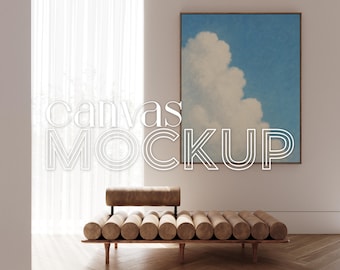 Canvas Mockup Vertical 4X5 Ratio Float Frame Mockup for Wall Art Print Mockup Digital PSD Interior Large Mockup Photoshop