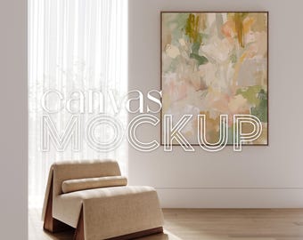 Canvas Mockup Vertical 4X5 Ratio Float Frame Mockup for Wall Art Print Mockup Digital PSD Interior Large Mockup Photoshop