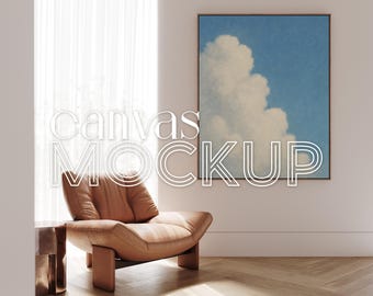 Canvas Mockup Vertical 4X5 Ratio Float Frame Mockup for Wall Art Print Mockup Digital PSD Interior Large Mockup Photoshop