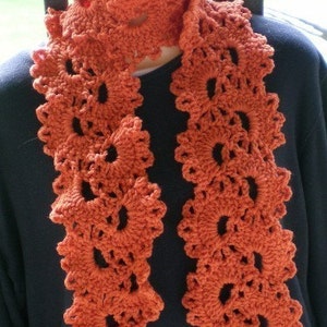 Scarves, scarf, Queen Anne Lace Scarf, Crochet Scarf, Crochet, Deep Orange, Women's Accessories, Women's fashions image 3