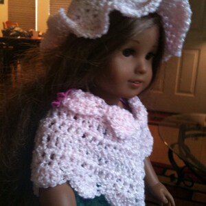 Dolls, Doll Clothes, Doll Poncho, Doll Hats, 16-18 inch dolls, doll fashions, crochet, pink image 2