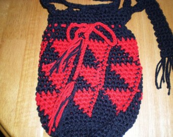 Handbag, Bag, Tote,  Purse, Accessories, Red, Black, Crochet, Women's Accessories, Girls