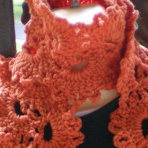 Scarves, scarf, Queen Anne Lace Scarf, Crochet Scarf, Crochet, Deep Orange, Women's Accessories, Women's fashions image 1