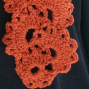 Scarves, scarf, Queen Anne Lace Scarf, Crochet Scarf, Crochet, Deep Orange, Women's Accessories, Women's fashions image 2