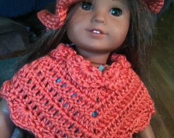 Dolls, Doll Clothing, Doll Accessories, Ponchos, Hats, Teal, Crochet, Toys, Children,18-inch dolls