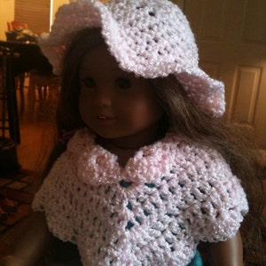 Dolls, Doll Clothes, Doll Poncho, Doll Hats, 16-18 inch dolls, doll fashions, crochet, pink image 1