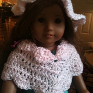 Dolls, Doll Clothes, Doll Poncho, Doll Hats, 16-18 inch dolls, doll fashions, crochet, pink image 4