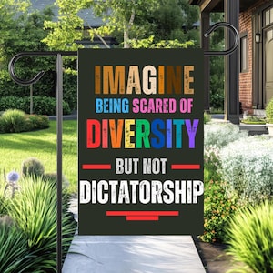 Yard Flag, Pro-Democracy & Pro-Diversity Banner for Front Lawn, Anti-Trump Political Garden Decor, Liberal Activist Protest Sign, Patriotic