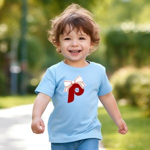 Philadelphia Phillies Toddler T-Shirt with Bow - Cute Baseball Fan Apparel, MLB Team Shirt for Kids, Sports Outfit Gift, Game Day Toddler