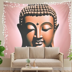 Golden Buddha Tapestry | Meditation Wall Decor | Yoga Relaxation Aesthetic | Dorm Room Decoration