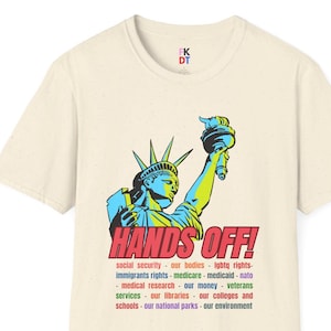 Hands Off Anti-Trump Anti-Maga Unisex Softstyle T-Shirt, Protest Tee, Political Statement Shirt, Activist Apparel, Resistance Wear