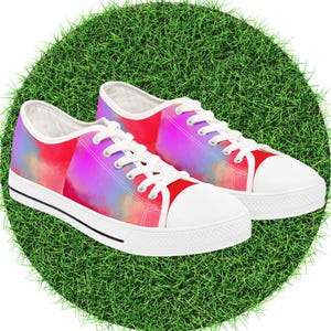Colorful Fun Women&#39;s Sneakers, Multicolored Shoes for Her, Stylish Female Footwear, Trendy Low Top Sneakers, Fashionable Ladies Trainers