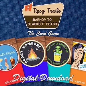 DOWNLOAD DIGITAL Jogo de beber Tipsy Trails, jogo de cartas para festa, jogo de festa para adultos, diversão com amigos