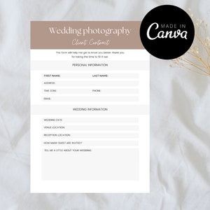 Wedding Photography Client Contract Canva Template