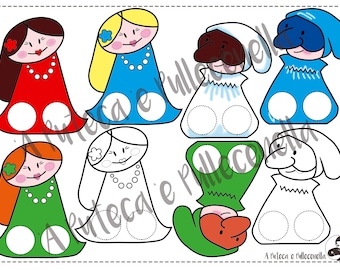 Pulcinella e Teresina – Burattini di carta da dita | Printable PDF | Teatro delle guarattelle | Gioco creativo per bambini