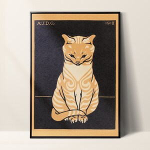 Antique Cat Print, Cat Silhouette Print, Boho Cat Print, Retro Cat Print, Cat Poster Print, Black Cat Art, , Cat Print Wall Art, Meow Poster