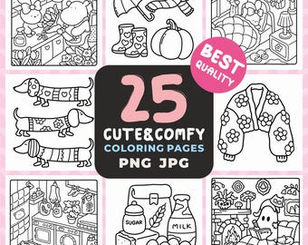 Coco Wyo Digital Coloring Book 25 pagine download immediato, libro da colorare accogliente, audace e facile, piccole pagine da colorare, immagini di pagine da colorare