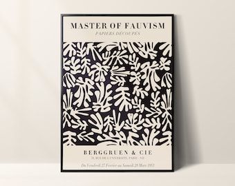 Impresión de hoja negra de Matisse, arte de pared neutro, jardín de Matisse, impresión de Henri Matisse, conjunto de impresión de Matisse, arte moderno de Matisse, impresiones de arte de Matisse