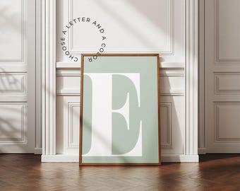 Poster con lettera personalizzata, poster personalizzato, decorazione da parete con iniziale, arte da parete con monogramma, stampabile, personalizzazione di lettere per cameretta dei bambini