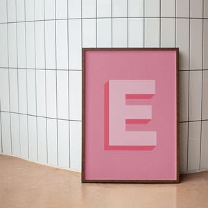 E Letter Poster E Poster Inital Wall Decor Initial Wall Art Monogram Art Printable Letter E Nursery Prints Letter E Pink Print Initial Art