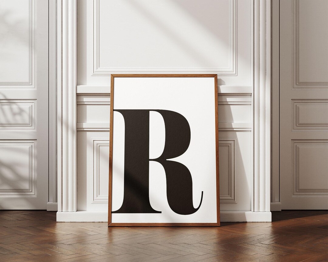 R Letter Poster R Poster Inital Wall Decor Initial Wall Art Monogram ...