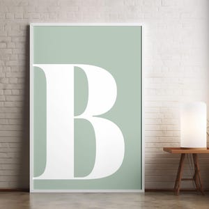 B Letter Poster B Poster Inital Wall Decor Initial Wall Art Monogram ...
