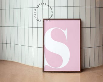 Poster con lettera personalizzata, poster personalizzato, decorazione da parete con iniziale, arte da parete con monogramma, stampabile, personalizzazione di lettere per cameretta dei bambini