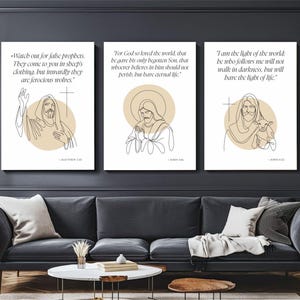 Set of 3 Bible Verse Wall Art Scripture Print Modern Christian Wall Art Jesus Quote Wall Art Christian Gift For Her Corinthians Script