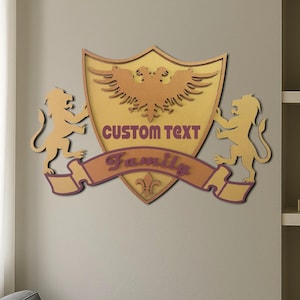 Custom Family Crest Wooden Wall Art | Personalized Coat of Arms Sign | Ancestry Home Decor | Genealogy Gift | Heritage Display