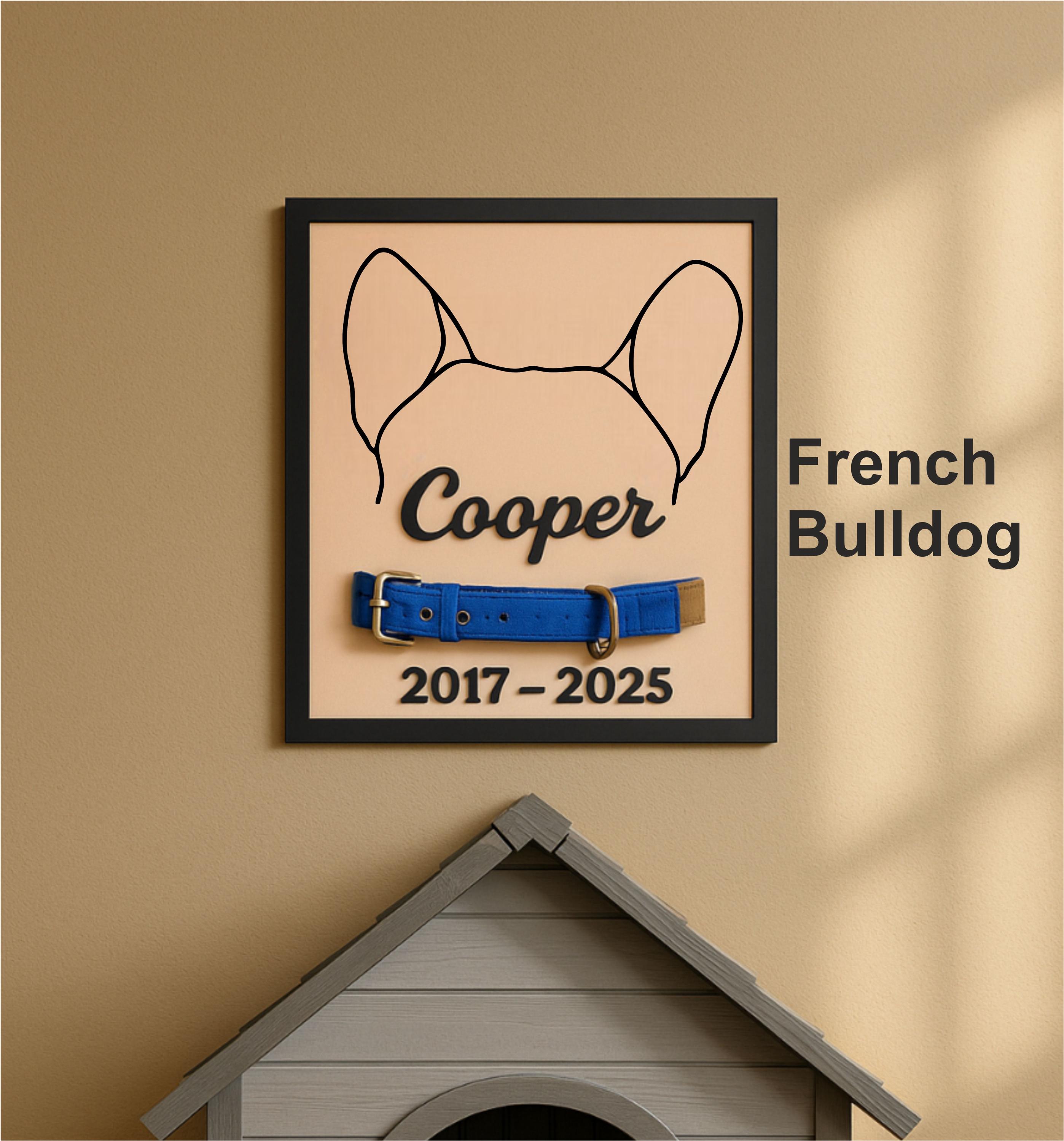 Custom Dog Memorial Plaque: Hand-Painted Wooden Pet Loss Keepsake with Collar Hook